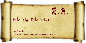 Rády Márta névjegykártya